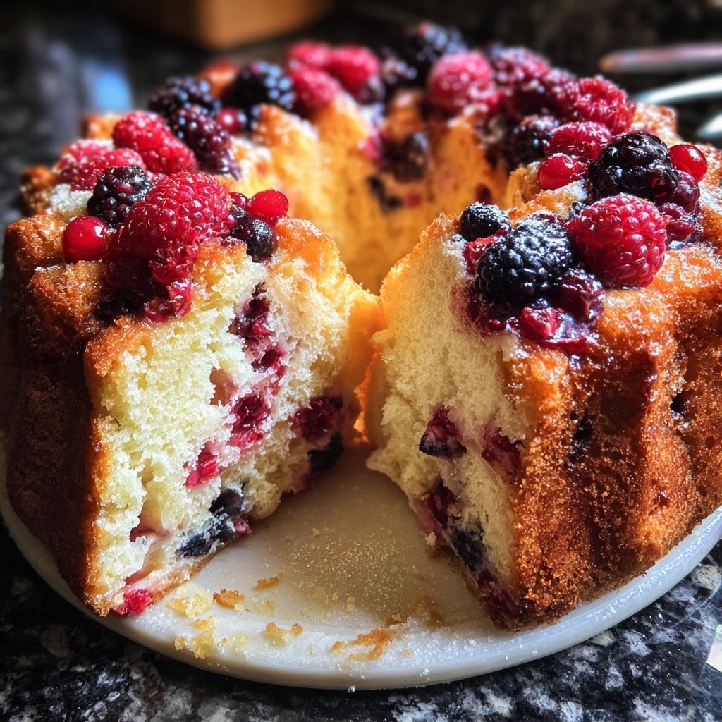 Blechkuchen mit Beeren und Vanillepudding