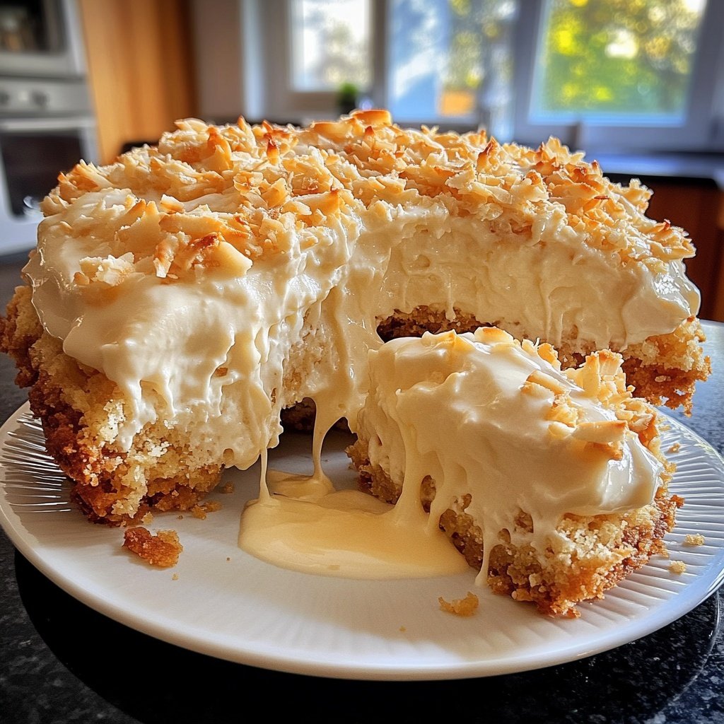 Kokoskuchen mit Vanillepudding