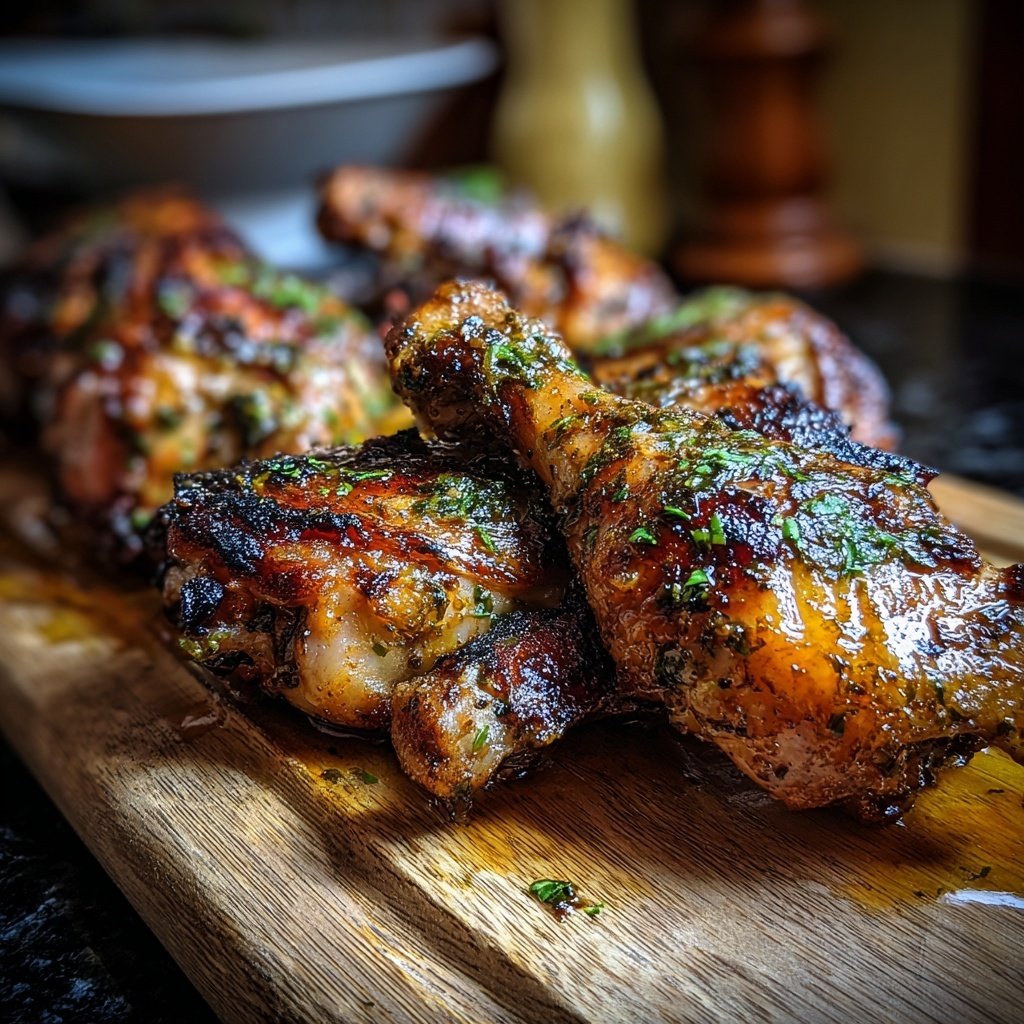 Gegrillte Hähnchenschenkel Marinierte Art