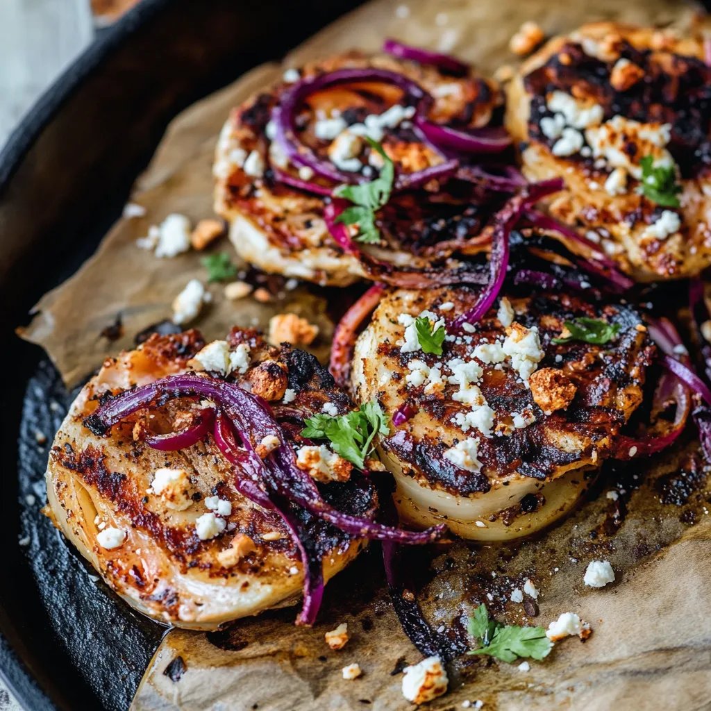 Rotkohlsteaks mit Feta und Walnüssen