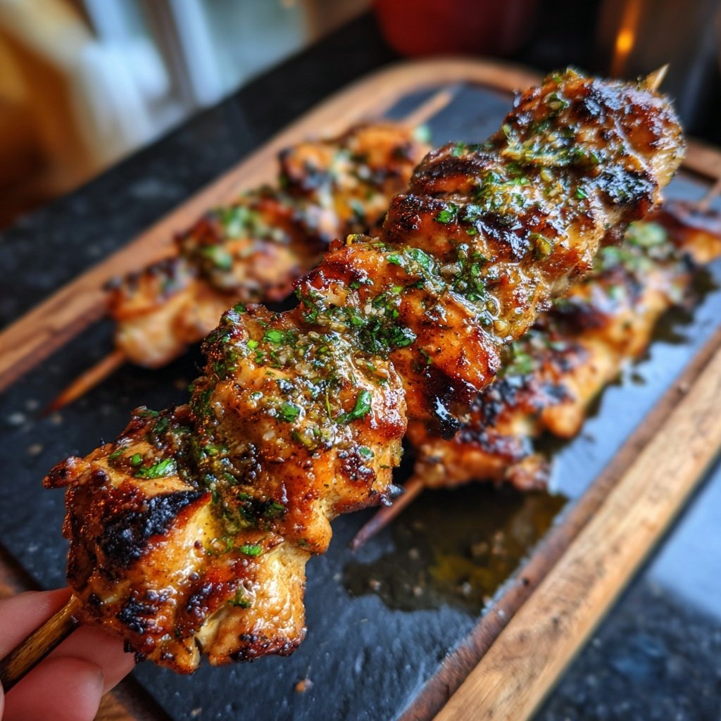 Gegrillte Hähnchenspieße Mit Zitronen Marinade